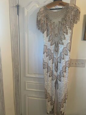 Vintage gold and beige all sequin gown size small
